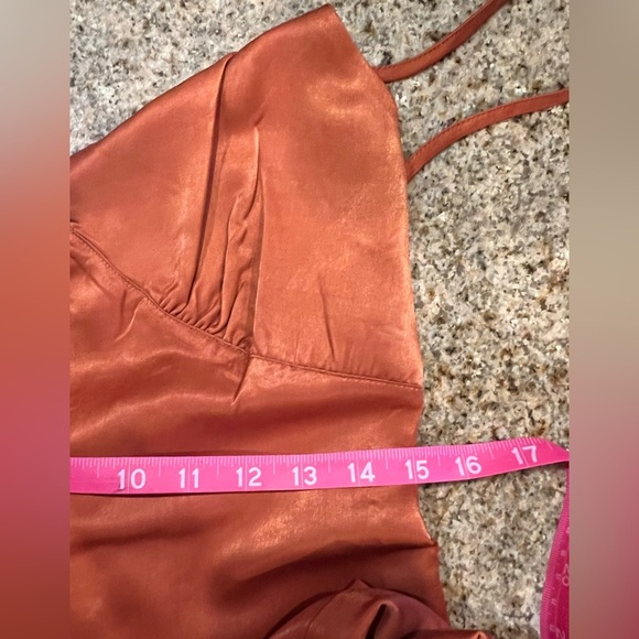 WeWoreWhat Slip Wide Leg Jumpsuit, size Small NWT straps & zipper color clay - Picture 8 of 14